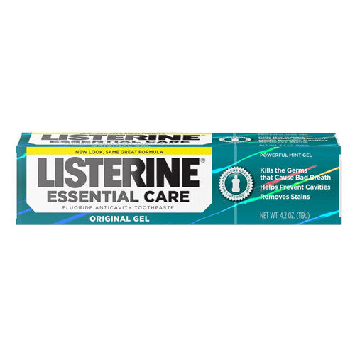 Listerine Essential Care Fluoride Anticavity Toothpaste Gel, Mint, 4.2 Oz